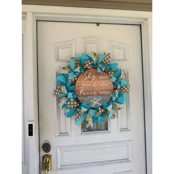 Beach Wreath - “Sky Above, Sand Below, Peace Within” - Coastal Front Door Decor - Picture 7 of 7